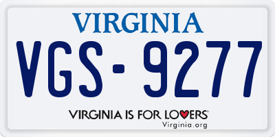 VA license plate VGS9277