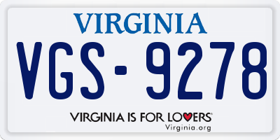 VA license plate VGS9278