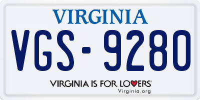 VA license plate VGS9280