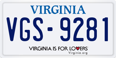 VA license plate VGS9281