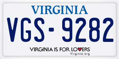 VA license plate VGS9282