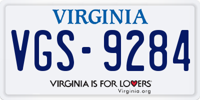 VA license plate VGS9284