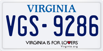 VA license plate VGS9286