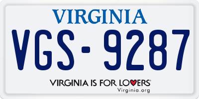 VA license plate VGS9287