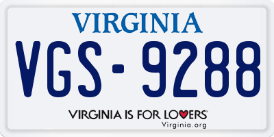 VA license plate VGS9288