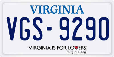 VA license plate VGS9290