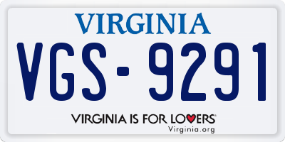 VA license plate VGS9291