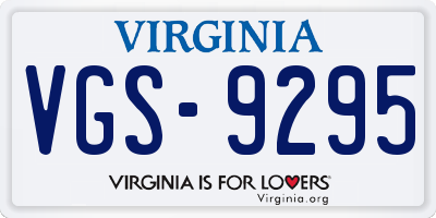 VA license plate VGS9295