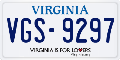 VA license plate VGS9297