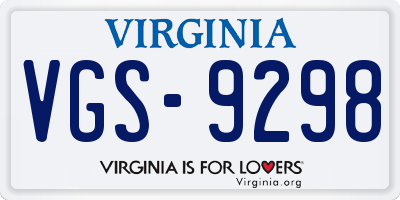 VA license plate VGS9298