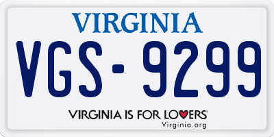 VA license plate VGS9299