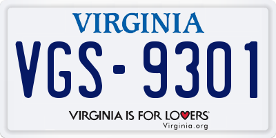 VA license plate VGS9301