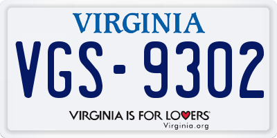 VA license plate VGS9302