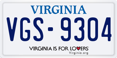 VA license plate VGS9304