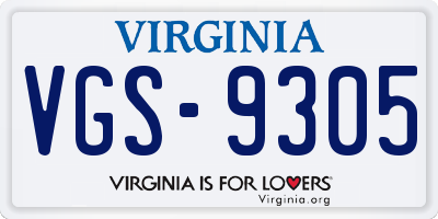 VA license plate VGS9305