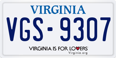 VA license plate VGS9307