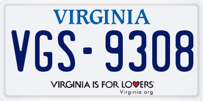 VA license plate VGS9308