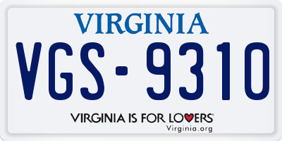 VA license plate VGS9310