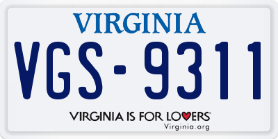 VA license plate VGS9311