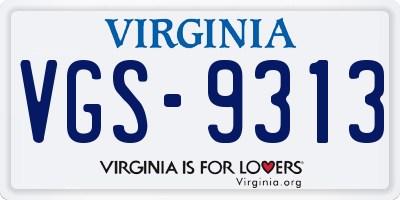 VA license plate VGS9313