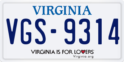 VA license plate VGS9314