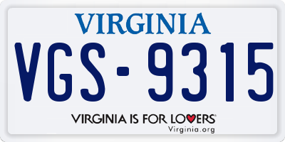 VA license plate VGS9315