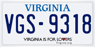 VA license plate VGS9318