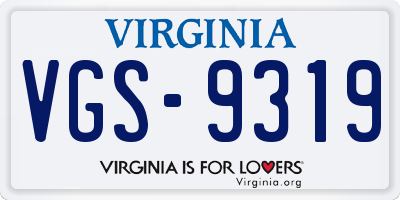 VA license plate VGS9319