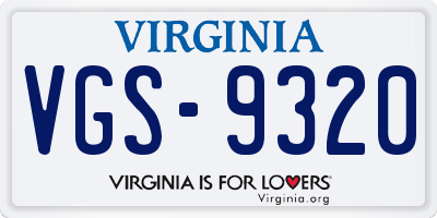 VA license plate VGS9320