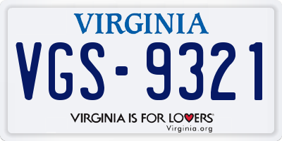 VA license plate VGS9321