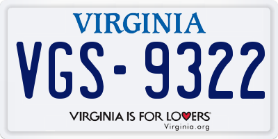 VA license plate VGS9322