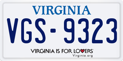 VA license plate VGS9323
