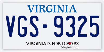 VA license plate VGS9325
