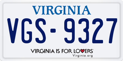 VA license plate VGS9327