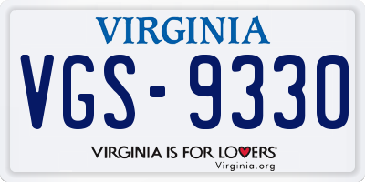 VA license plate VGS9330