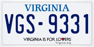 VA license plate VGS9331