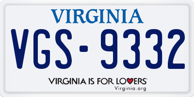 VA license plate VGS9332