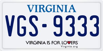 VA license plate VGS9333