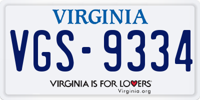 VA license plate VGS9334
