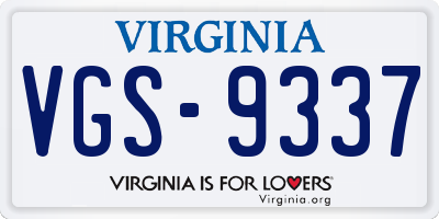 VA license plate VGS9337