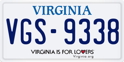 VA license plate VGS9338