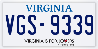 VA license plate VGS9339