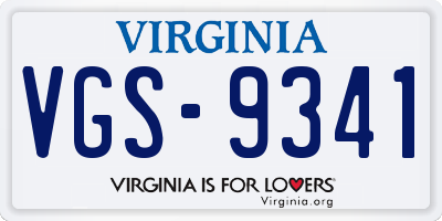 VA license plate VGS9341