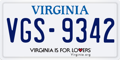 VA license plate VGS9342