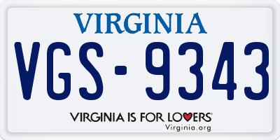 VA license plate VGS9343