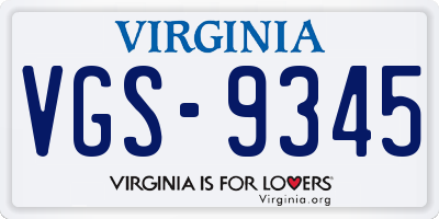 VA license plate VGS9345