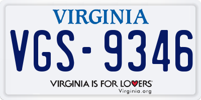 VA license plate VGS9346