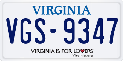 VA license plate VGS9347