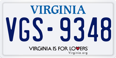 VA license plate VGS9348