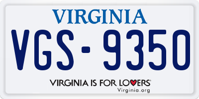 VA license plate VGS9350